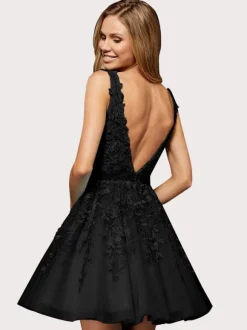 Homecoming Dress 2026 Sleeveless Backless Lace Short A-Line V-Neck Sash Light Blue Party Dress Free Customization