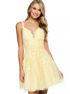 Homecoming Dress 2026 Sleeveless Short A-Line V-Neck Lace Light Blue Party Dress Free Customization