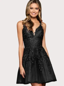 Homecoming Dress 2026 Sleeveless Short A-Line V-Neck Lace Light Blue Party Dress Free Customization