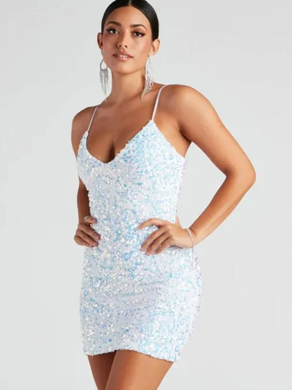 Homecoming Dress 2026 Short Sheath Sweetheart Neck Sequined Party Dress Free Customization