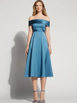 Homecoming Dress Tea-Length A-Line Bateau Neck Party Dresses Free Customization