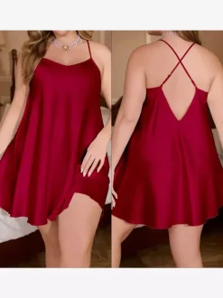 Home Wear Straps Neck Sleeveless Backless Lounge Dress