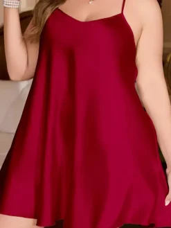 Home Wear Straps Neck Sleeveless Polyester Sexy Lingerie Dress