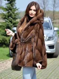 Hooded Faux Fur Coat Oversized Cape Outerwear For Winter 2026