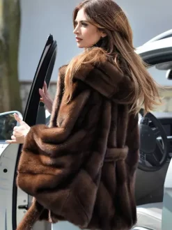 Hooded Faux Fur Coat Oversized Cape Outerwear For Winter 2026