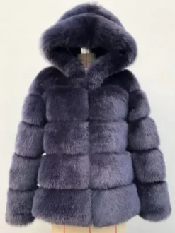 Hooded Faux Fur Coat Winter Short Eco-friendly Fur Jacket For Women 2026