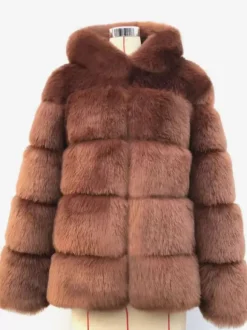 Hooded Faux Fur Coat Winter Short Eco-friendly Fur Jacket For Women 2026