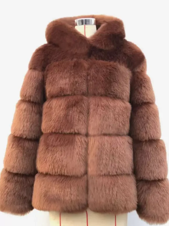 Hooded Faux Fur Coat Winter Short Eco-friendly Fur Jacket For Women 2026