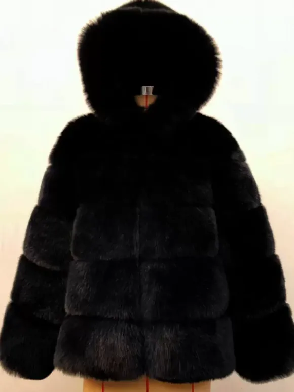 Hooded Faux Fur Coat Winter Short Eco-friendly Fur Jacket For Women 2026
