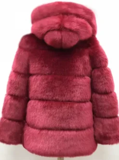 Hooded Faux Fur Coat Winter Short Eco-friendly Fur Jacket For Women 2026