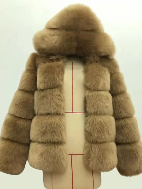Hooded Faux Fur Coat Winter Short Eco-friendly Fur Jacket For Women 2026