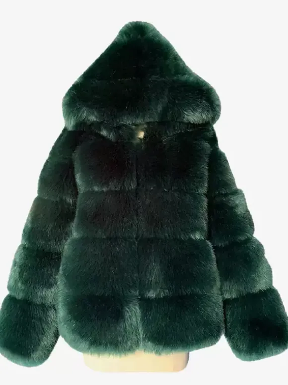 Hooded Faux Fur Coat Winter Short Eco-friendly Fur Jacket For Women 2026
