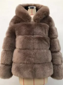 Hooded Faux Fur Coat Winter Short Eco-friendly Fur Jacket For Women 2026