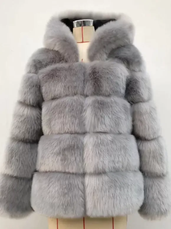 Hooded Faux Fur Coat Winter Short Eco-friendly Fur Jacket For Women 2026