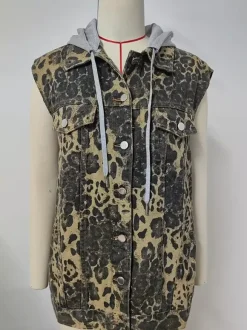 Hooded Denim Vest For Women - Oversized Longline Distressed Sleeveless Jean Jacket Coat - Spring Summer Streetwear 2026
