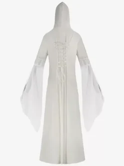Hooded long skirt cos clothing medieval retro Costume Burgundy