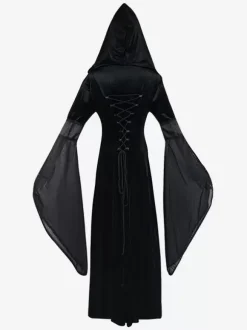 Hooded long skirt cos clothing medieval retro Costume Burgundy
