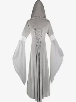 Hooded long skirt cos clothing medieval retro Costume Burgundy