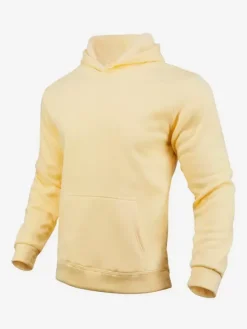 Hoodies For Men Fleece Solid Color Hooded Pullovers Casual Long Sleeves Top