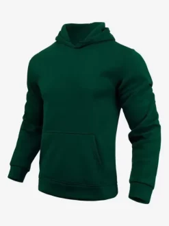 Hoodies For Men Fleece Solid Color Hooded Pullovers Casual Long Sleeves Top