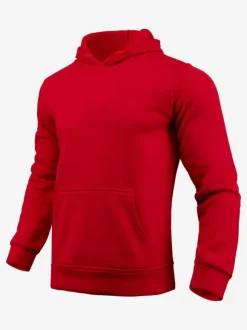 Hoodies For Men Fleece Solid Color Hooded Pullovers Casual Long Sleeves Top