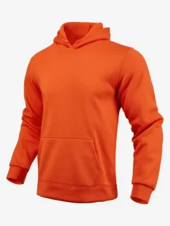 Hoodies For Men Fleece Solid Color Hooded Pullovers Casual Long Sleeves Top
