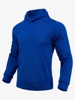 Hoodies For Men Fleece Solid Color Hooded Pullovers Casual Long Sleeves Top