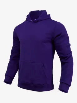 Hoodies For Men Fleece Solid Color Hooded Pullovers Casual Long Sleeves Top