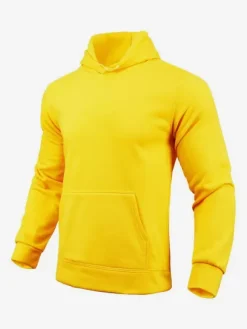 Hoodies For Men Fleece Solid Color Hooded Pullovers Casual Long Sleeves Top