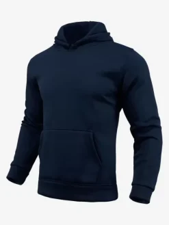 Hoodies For Men Fleece Solid Color Hooded Pullovers Casual Long Sleeves Top