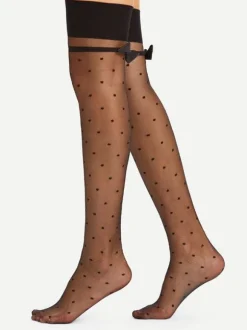 Hosiery For Women Black Sheer Cut Out Nylon Sexy Hosiery