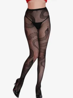 Hosiery Hosiery For Women Black Snake Print Nylon 1 Piece Lingerie