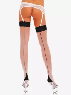 Hosiery Stockings Sexy White Two-Tone Sheer Thigh High Stockings