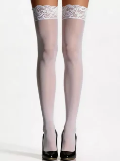 Hosiery Stockings Women Red Two-Tone Sheer Thigh High Stockings
