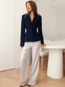 Hourglass Cinched Waist Women's Blazer - Elegant Notched Collar Slim Fit Jacket - Quiet Luxury Spring Business Outfits 2026