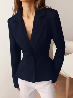 Hourglass Cinched Waist Women's Blazer - Elegant Notched Collar Slim Fit Jacket - Quiet Luxury Spring Business Outfits 2026