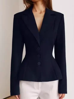 Hourglass Cinched Waist Women's Blazer - Elegant Notched Collar Slim Fit Jacket - Quiet Luxury Spring Business Outfits 2026