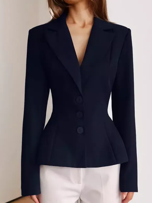 Hourglass Cinched Waist Women's Blazer - Elegant Notched Collar Slim Fit Jacket - Quiet Luxury Spring Business Outfits 2026
