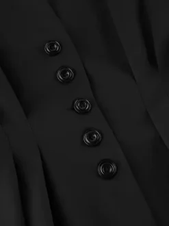 Hourglass Blazer Set For Office Lady - Black Modern Pleated Cinched Waist Tailoring - 2026 Spring Workwear Suit