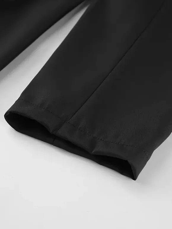 Hourglass Blazer Set For Office Lady - Black Modern Pleated Cinched Waist Tailoring - 2026 Spring Workwear Suit