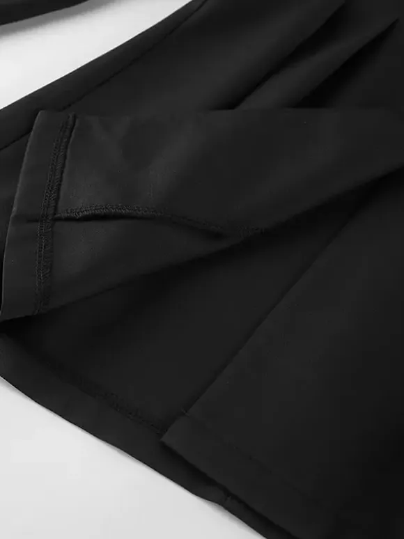 Hourglass Blazer Set For Office Lady - Black Modern Pleated Cinched Waist Tailoring - 2026 Spring Workwear Suit