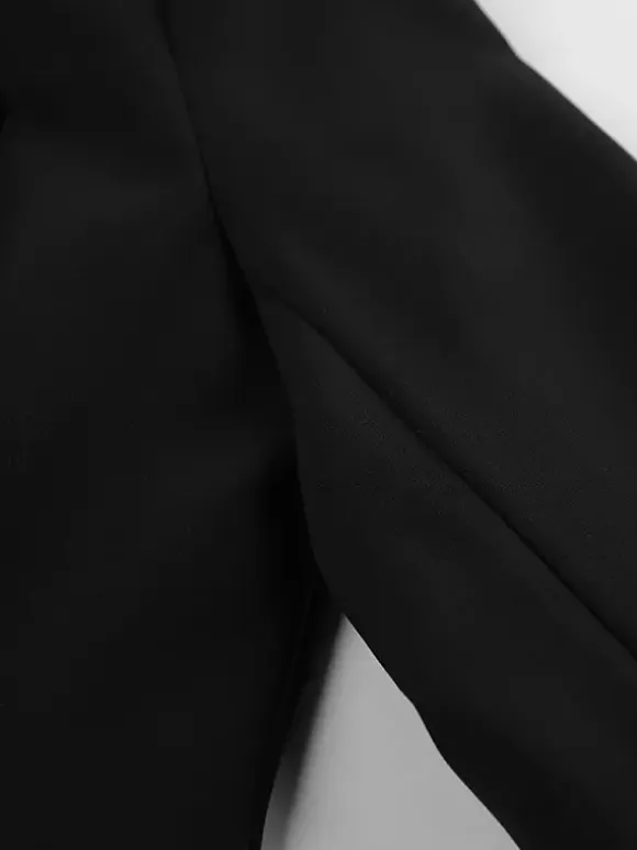 Hourglass Blazer Set For Women - Black Old Money Peplum Suit With Mini Skirt - 2026 Spring Work Event Outfit