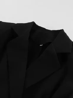 Hourglass Blazer Set For Women - Black Old Money Peplum Suit With Mini Skirt - 2026 Spring Work Event Outfit
