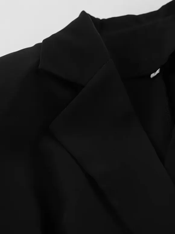 Hourglass Blazer Set For Women - Black Old Money Peplum Suit With Mini Skirt - 2026 Spring Work Event Outfit