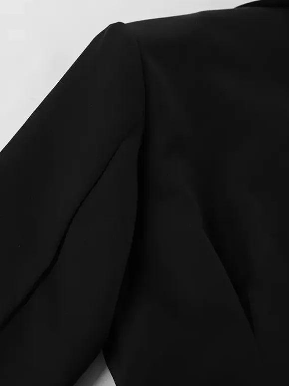 Hourglass Blazer Set For Women - Black Old Money Peplum Suit With Mini Skirt - 2026 Spring Work Event Outfit