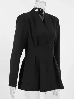 Hourglass Tailored Women's Black Blazer - Structured Shoulder Single-breasted Cinched Jacket - Corporate Core Casual Workwear Outer 2026