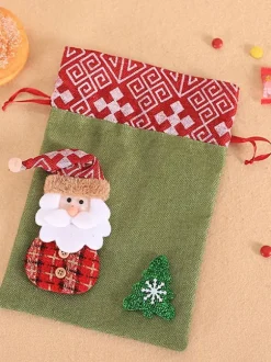 Hunter Green Christmas Gift Bag Polyester Fiber Christmas Holidays Props