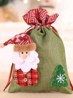 Hunter Green Christmas Gift Bag Polyester Fiber Christmas Holidays Props