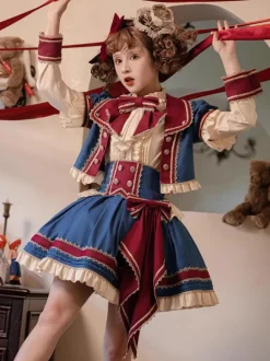 Idol clothes Lolita Blouses Ecru White Lolita Top Long Sleeves Bows Lolita Shirt