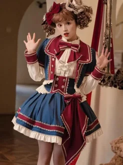 Idol clothes Lolita Blouses Ecru White Lolita Top Long Sleeves Bows Lolita Shirt